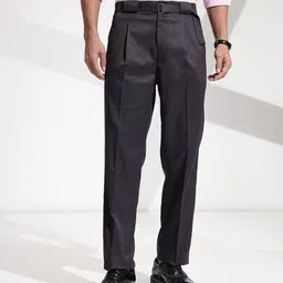 encore by INVICTUS Men Self Design Textured Pleated Formal Trousers image 3