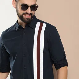 HERE&NOW Men Slim Fit Vertical Stripes Opaque Casual Shirt-picture-20