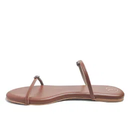 PREET KAUR Tan Two Strap Minimal Flats image 4