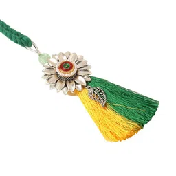 NVR Bhaiya Bhabhi Pearls Studded Thread Rakhi with Roli Chawal Chandan & Mishri image 4