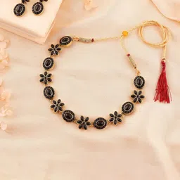 DIVASTRI Gold Plated Crystal Studded Jewellery Set-picture-18