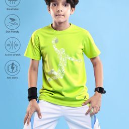Pine Active Super Microfiber High Resistence Knit Half Sleeves Basketball Printed T-Shirt - Green-picture-23