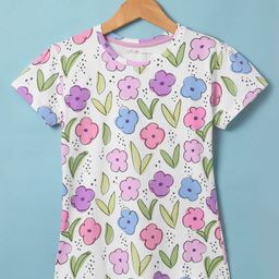 Doreme Single Jersey Knit Half Sleeves T-Shirt with Floral Print - White-picture-20