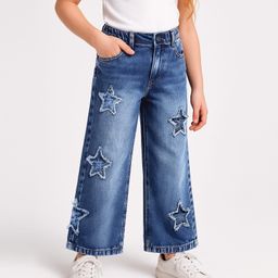 arias by lara dutta Arias Cotton Woven Full Length Stretchable Dark Wash Jeans With Star Applique - Blue-picture-21