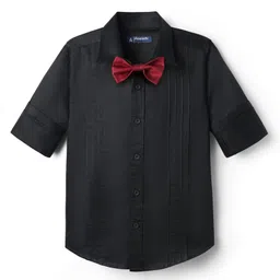 Pine Kids Cotton Woven Full Sleeves Solid Color Party Shirt - Black-image-47