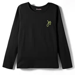 kookie kids india Kookie Kids Single Jersey Knit Full Sleeves Solid Color T-Shirt with HD Print - Black-picture-12