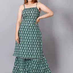 Billion Women Ethnic Motifs Printed Regular Pure Cotton Kurta with Sharara image 4