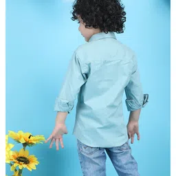 Polka Tots Full Sleeves Placement Cartoon Printed Shirt - Blue image 3