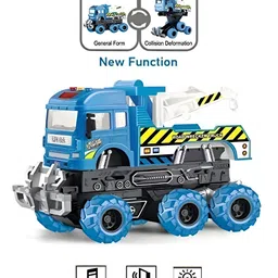 NEGOCIO Monster 6x6 Tow Truck Friction Powered Unbreakable Truck with Light and Sound- PACK OF 1- COLOR MAY VARY image 2