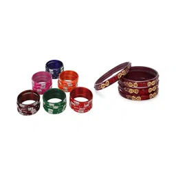 SOMIL Set Of 28 Artificial Stones Studded & Beaded Bangles-picture-12