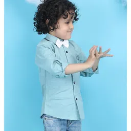 Polka Tots Full Sleeves Placement Cartoon Printed Shirt - Blue image 5