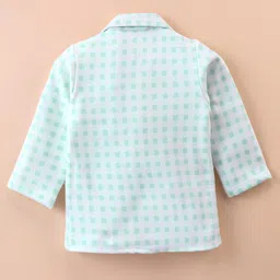 Robo Fry Lycra Knit Full Sleeves Checkerd Blazer with T-Shirt & Trouser Set - Sea Green image 5