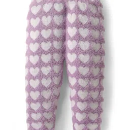 Babyhug Knit Full Sleeves Extra Soft Hairy Eyelash Yarn Pullover Sweater Set With Hearts Design - Mauve image 5