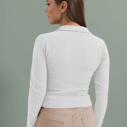 Dream Beauty Fashion Women Long Sleeves Ribbed Shirt Style Top image 2