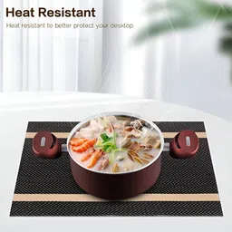 YELONA  Black & Pink 10 Pieces Striped Rectangle Table Placemats image 3