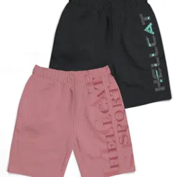 HELLCAT Kids Grey & Pink Printed Shorts (Pack Of 2) image 1