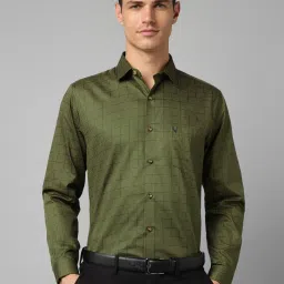 Allen Solly Green Cotton Slim Fit Checks Shirt image 1