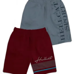 HELLCAT Kids Maroon & Grey Printed Shorts (Pack Of 2) image 1