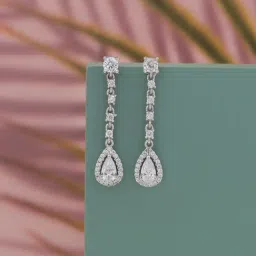 925 Silver Pear American Diamond Solitaire Teardrop Dangle Earrings for Women & Girls-image-26