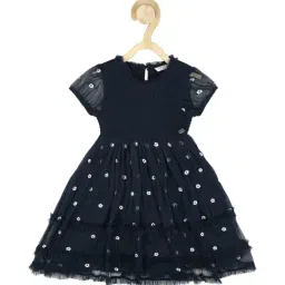 Peter England Kids Navy Embroidered Dress-picture-17
