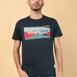 Wrangler Navy Regular Fit Graphic Print Crew T-Shirt-image-40