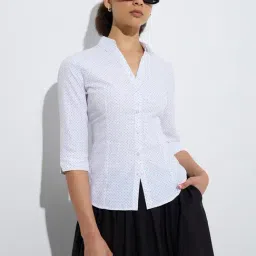 Wardrobe by Westside White Polka Dot Design Shirt-image-37