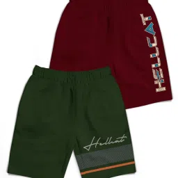 HELLCAT Kids Green & Red Printed Shorts (Pack Of 2) image 1