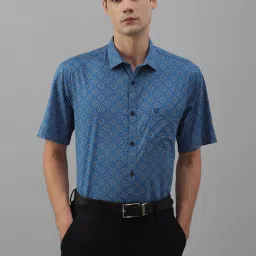Allen Solly Blue Cotton Slim Fit Printed Shirt image 1