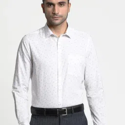 Turtle White Cotton Slim Fit Printed Shirt-image-6