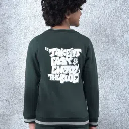 Crimsoune Club Boys Green Printed Sweatshirt image 2