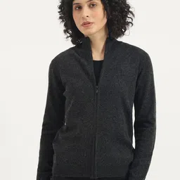 United Colors of Benetton Women Mock Neck Woollen Zipper Cardigan-picture-30