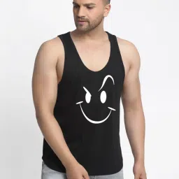 Friskers Multi Cotton Slim Fit Printed Gym Vest - Pack of 2 image 4