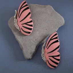 Sohi women's pink butterfly enamel stud earrings-picture-13