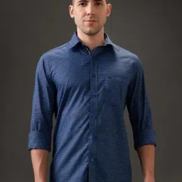Kenneth Cole Blue & Green Checked Slim Fit Shirt-image-9