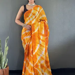 DIVASTRI Tie and Dye Dyed Pure Georgette Ready to Wear Saree-picture-18