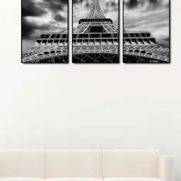 999store Grey Printed Eiffel Tower Paintings - Set of 3-picture-34