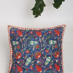 Fabindia Blue & Red Cotton Woven Cushion Cover-image-64