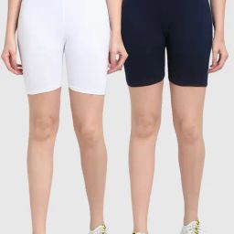 Gracit White & Navy Cotton Sports Shorts - Pack Of 2-picture-47