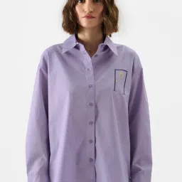The Souled Store Purple Cotton Printed Shirt-image-16