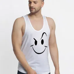Friskers Multi Cotton Slim Fit Printed Gym Vest - Pack of 2 image 4