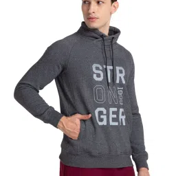 Parx Grey Regular Fit Printed Hooded SweatShirt image 4