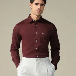 U.S. Polo Assn. Maroon Cotton Regular Fit Shirt-picture-17