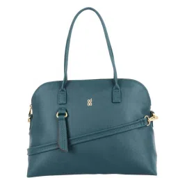 Baggit Teal PVC Solid Bowler Handbag image 1