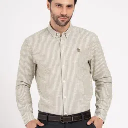 Red Tape Light Olive Striped Relaxed Fit Shirt-picture-10