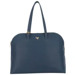 Baggit Navy PVC Solid Bowler Handbag image 1