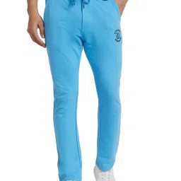 Being Human Blue Cotton Regular Fit Printed Trackpants image 1