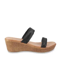 Mochi Women's Black Casual Wedges image 1