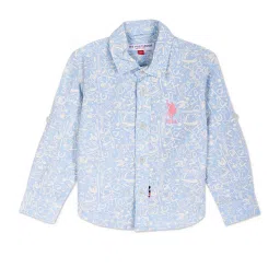 U.S. Polo Assn. Kids Blue Cotton Printed Full Sleeves Shirt image 1