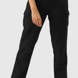 IVOC Black Relaxed Fit Mid Rise Trousers image 1