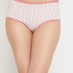Clovia White Cotton Printed Hipster Panty image 1